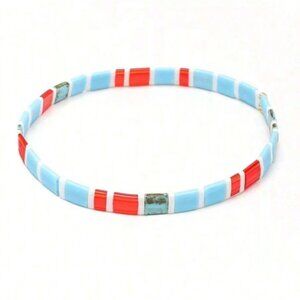 Colorful Beaded Chicklet Bracelet Tila beads / Bracelet perles de Tila élastique